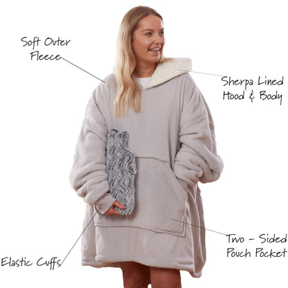 Aeroflux© Premium Hoodie Blanket Oversized Ultra Plush Sherpa Giant Big Hooded Sweatshirt