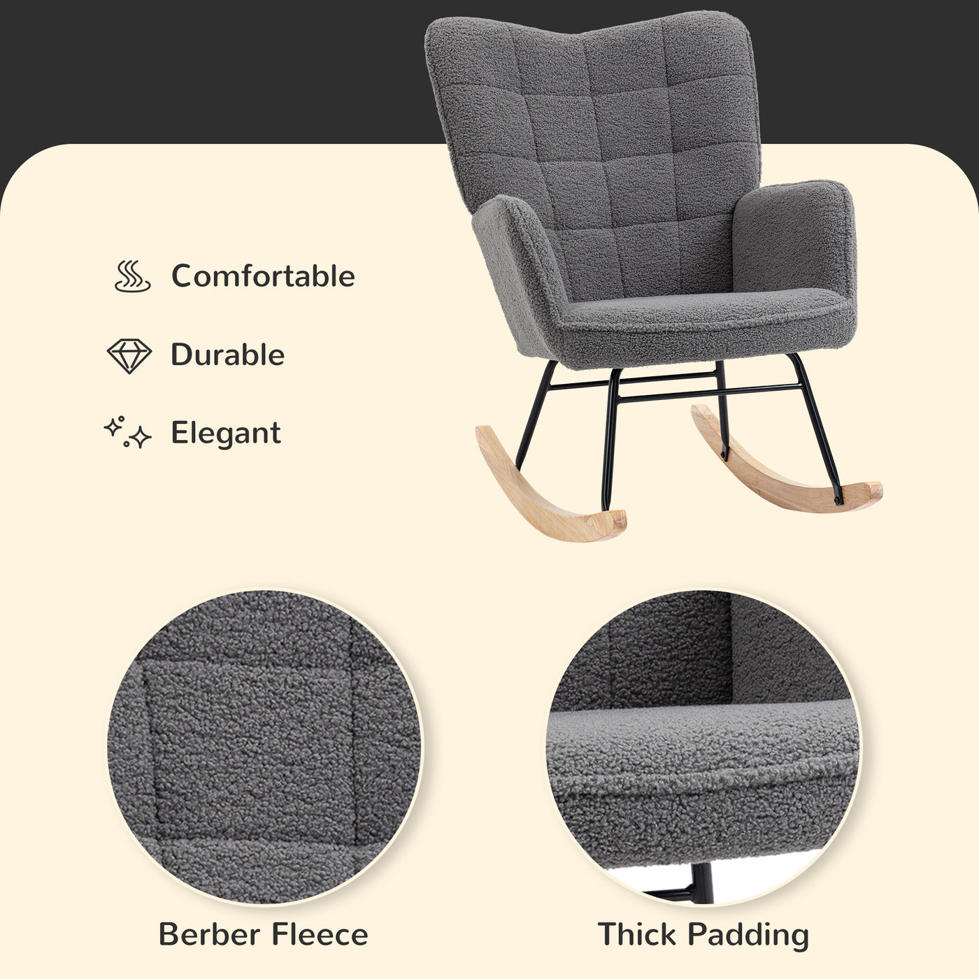 AeroFlux Nursing Rocking Chair — Modern Glider Rocker Armchair for Living Room & Nursery