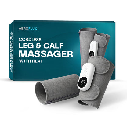 Aeroflux® Cordless Leg & Calf Massager w/ Heat: Air Compression Therapy, 3 Modes, Rechargeable Design