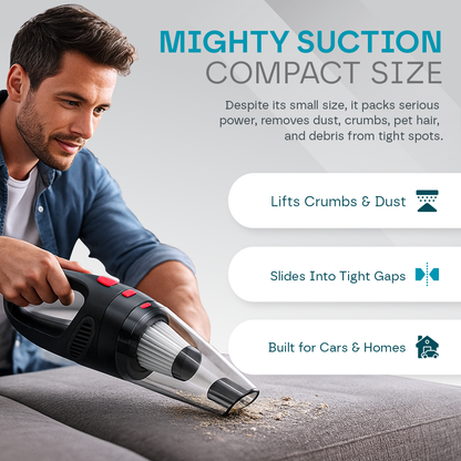 Aeroflux® Cordless Handheld Vacuum Cleaner – Cars, Wet & Dry, Portable, Rechargeable (120W)