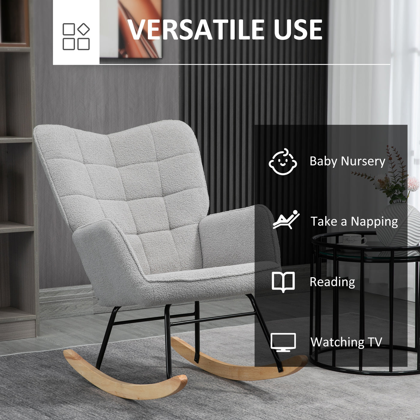 AeroFlux Nursing Rocking Chair — Modern Glider Rocker Armchair for Living Room & Nursery