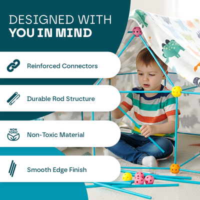 Aeroflux© Kids DIY Fort STEM Building Kit Toy - 72Pcs or 144Pcs DIY - Play House, A Secret Base