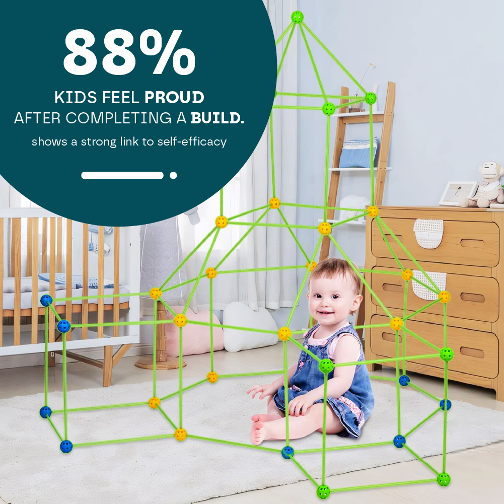 Aeroflux© Kids DIY Fort STEM Building Kit Toy - 72Pcs or 144Pcs DIY - Play House, Best Secret Base