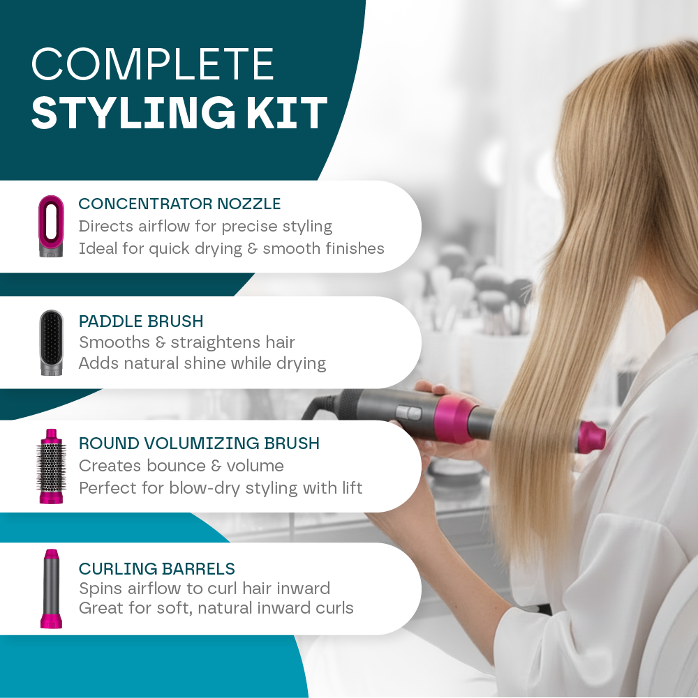 Aeroflux© Preimium 5 In 1 Air Wrap Hair Styler V7 Pro [1 Year Warranty & Automatic Curler]