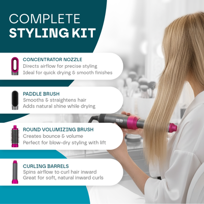 Aeroflux© Preimium 5 In 1 Air Wrap Hair Styler V7 Pro [1 Year Warranty & Automatic Curler]