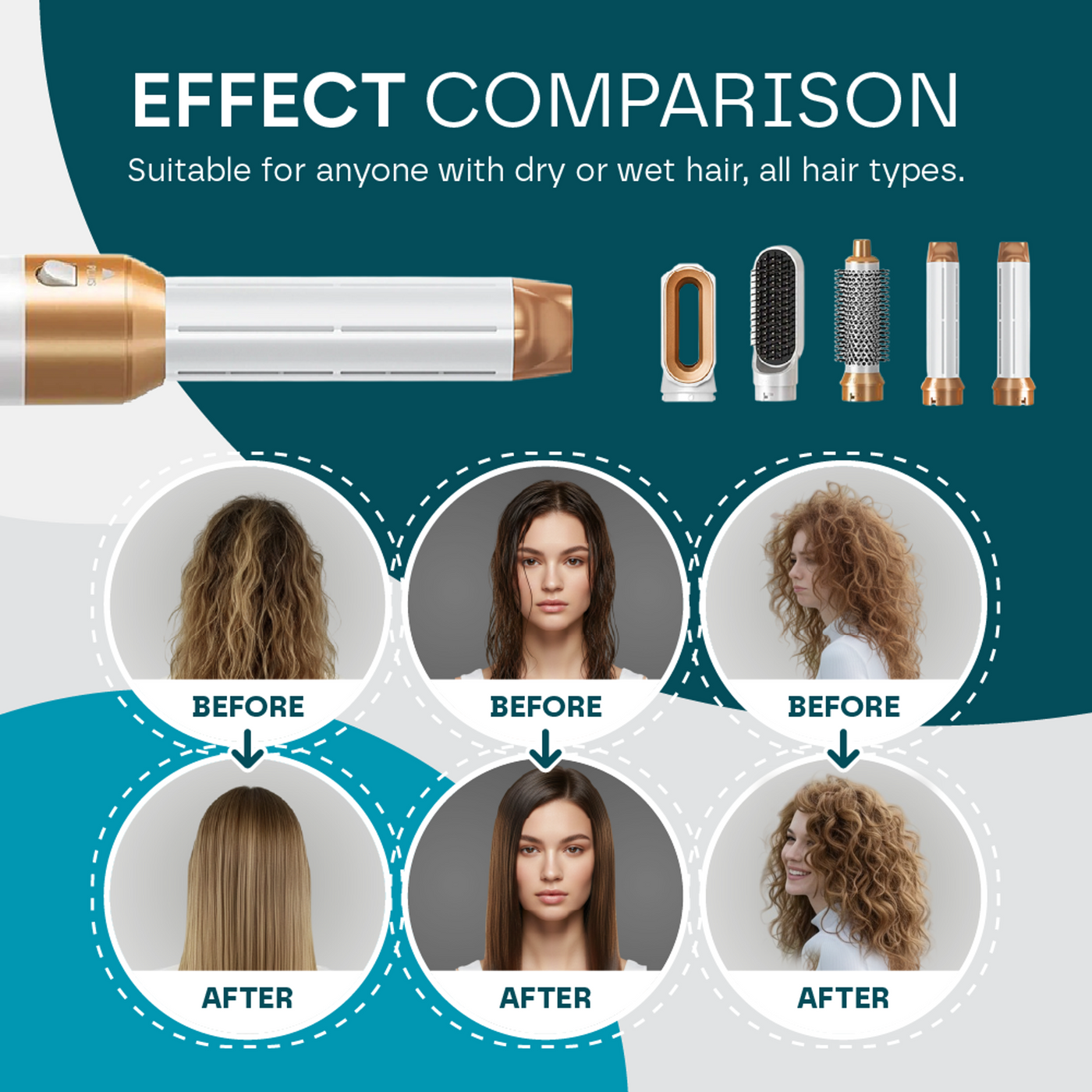 Aeroflux© Preimium 5 In 1 Air Wrap Hair Styler V7 Pro [1 Year Warranty & Automatic Curler]