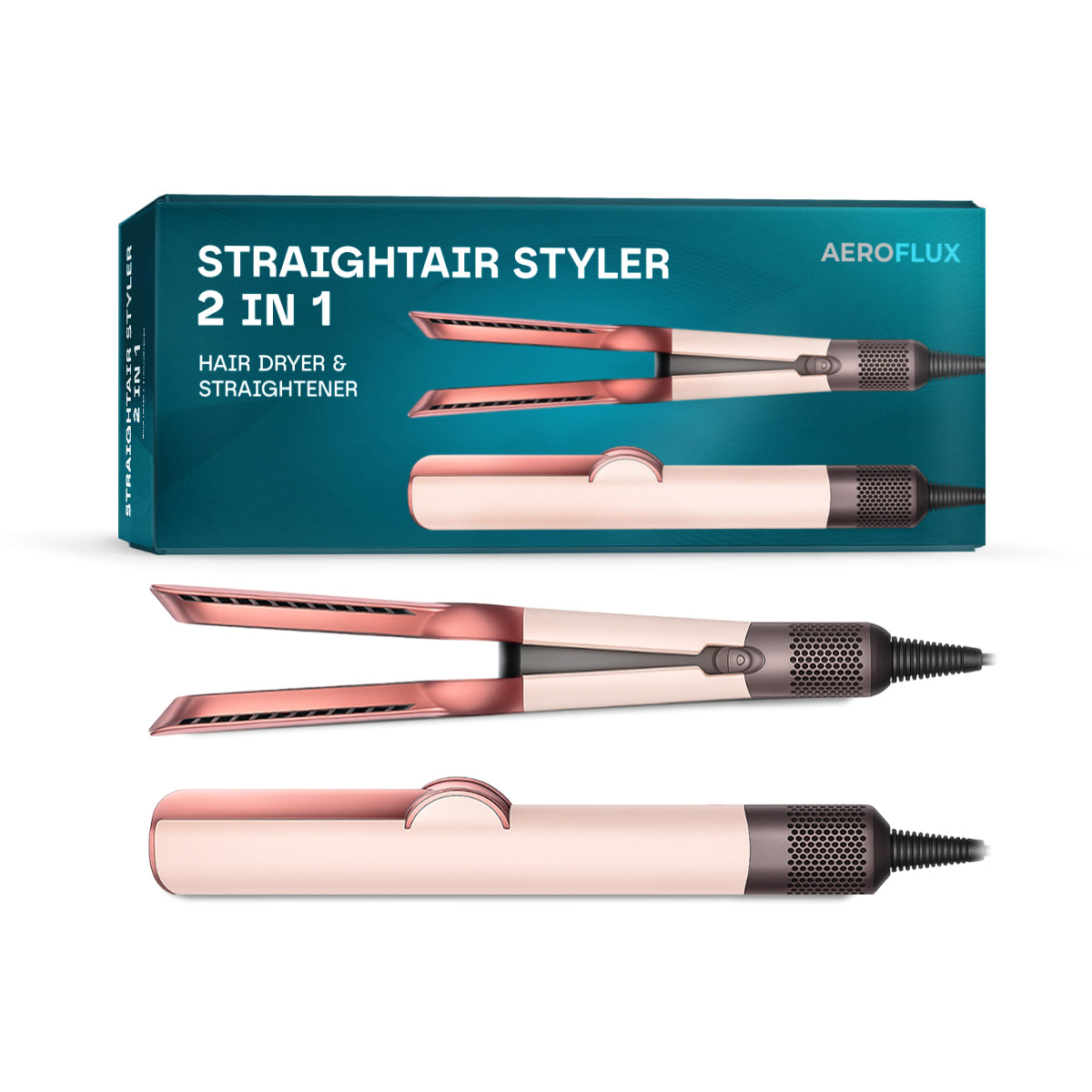 Aeroflux© Premium Luxury Airstrait 2-in-1 Styler Straightener & Hair Dryer