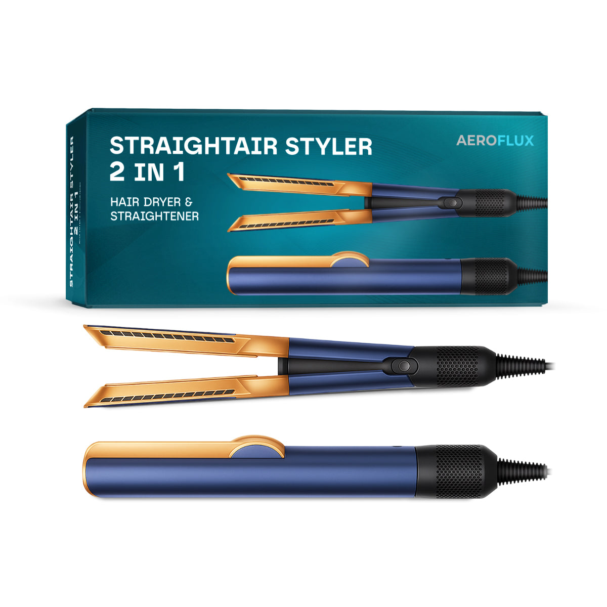 Aeroflux© Premium Luxury Airstrait 2-in-1 Styler Straightener & Hair Dryer