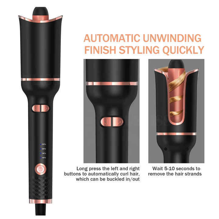 Aeroflux© Premium Automatic Hair Curler Wand [Auto Curling + 1 Year Warranty]