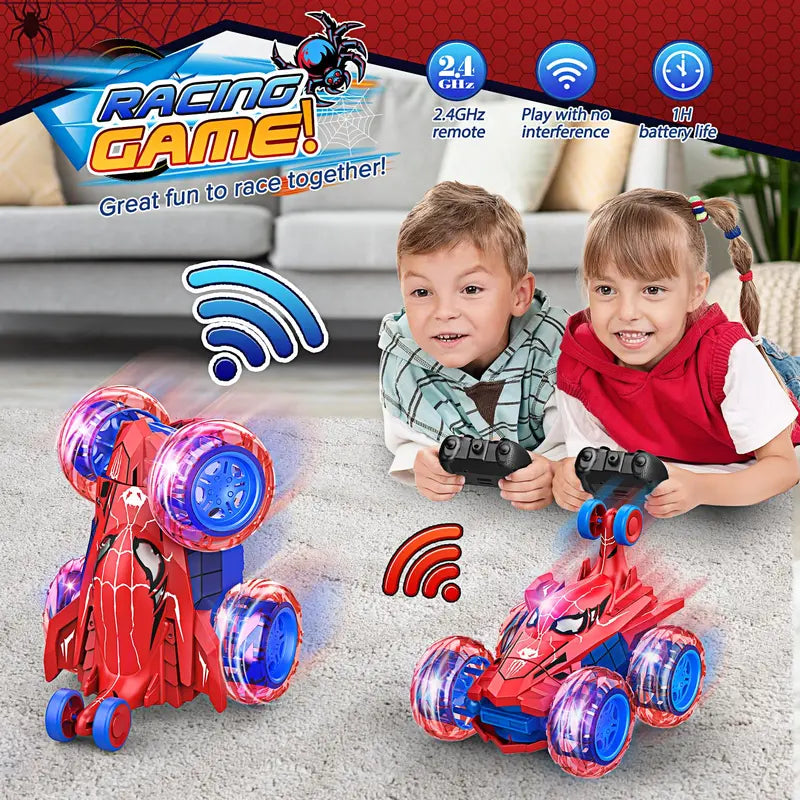 Aeroflux© Spider Stunt RC Car – 360° Drift, LED Lights & Rechargeable Power
