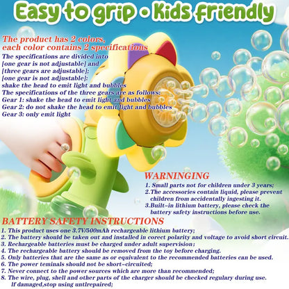 Aeroflux© Sunflower Bubble Machine – Dancing LED Bubble Maker for Magical Outdoor Fun