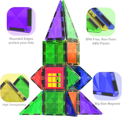 Theroflex© Magnetic Building Tiles - 64 Pcs or 119 Pcs - STEM Blocks