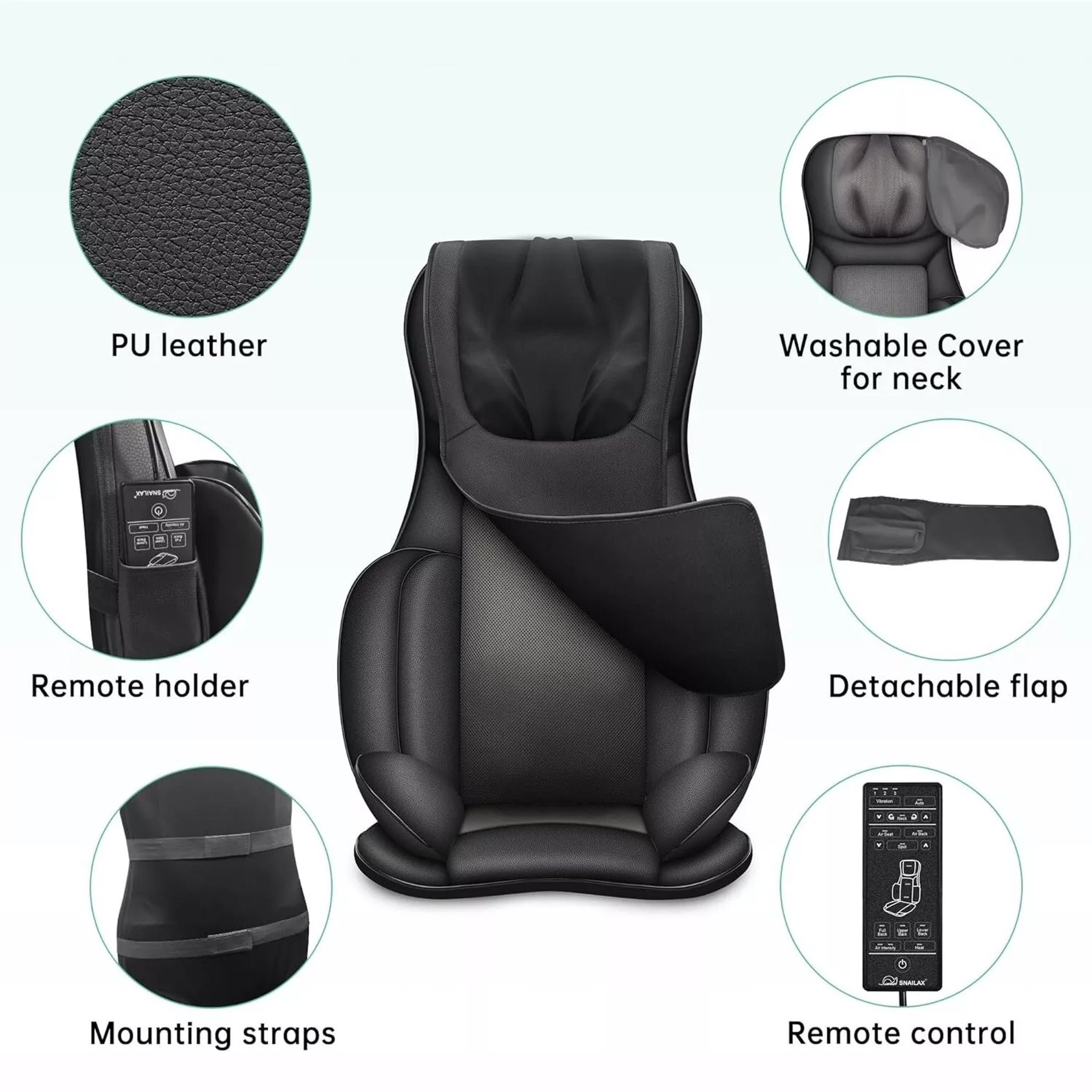 Aeroflux© Premium Shiatsu Back Massager for Chair with Heat [1 Year Warranty]