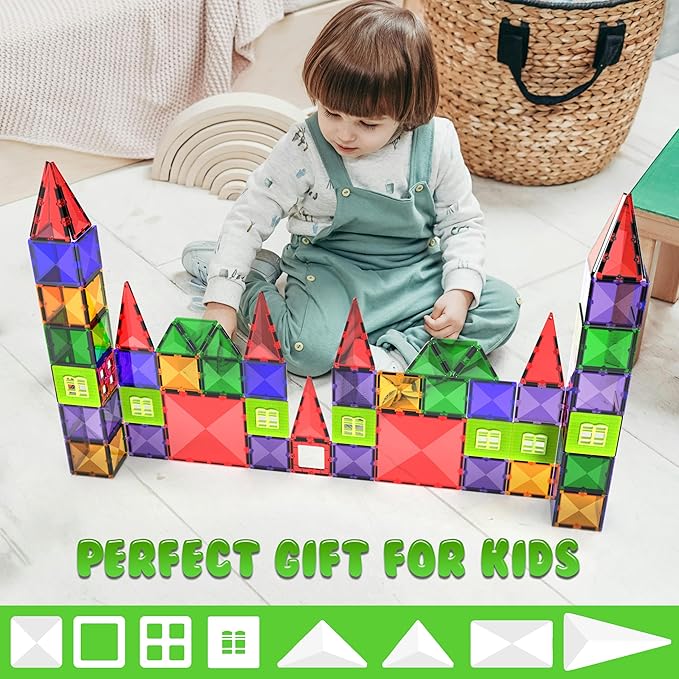 Theroflex© Magnetic Building Tiles - 64 Pcs or 119 Pcs - STEM Blocks