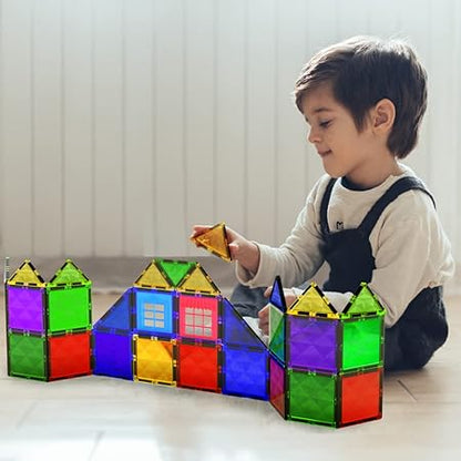 Theroflex© Magnetic Building Tiles - 64 Pcs or 119 Pcs - STEM Blocks