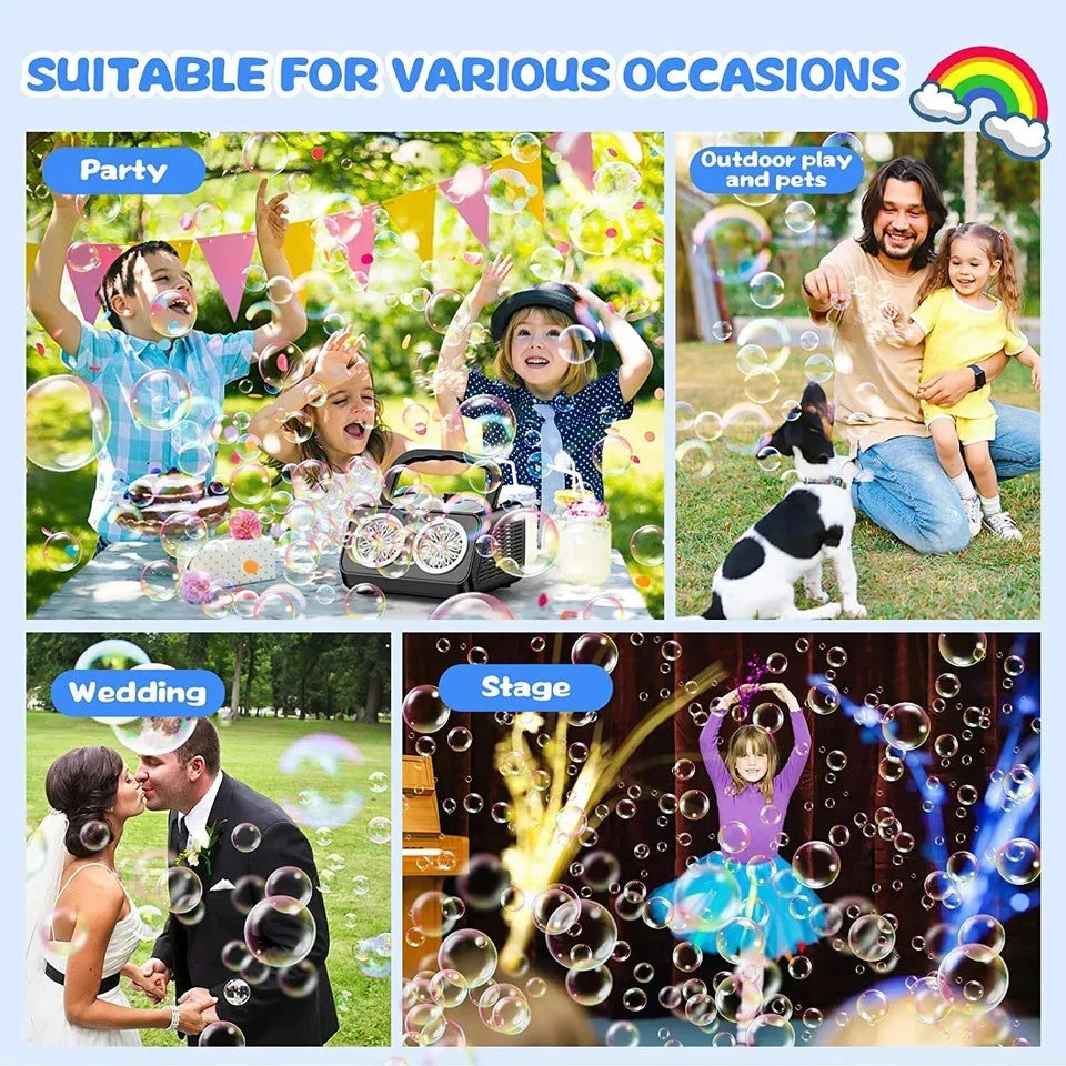 Automatic LED Bubble Machine – 20000 Bubbles Per Minute for Outdoor Fun