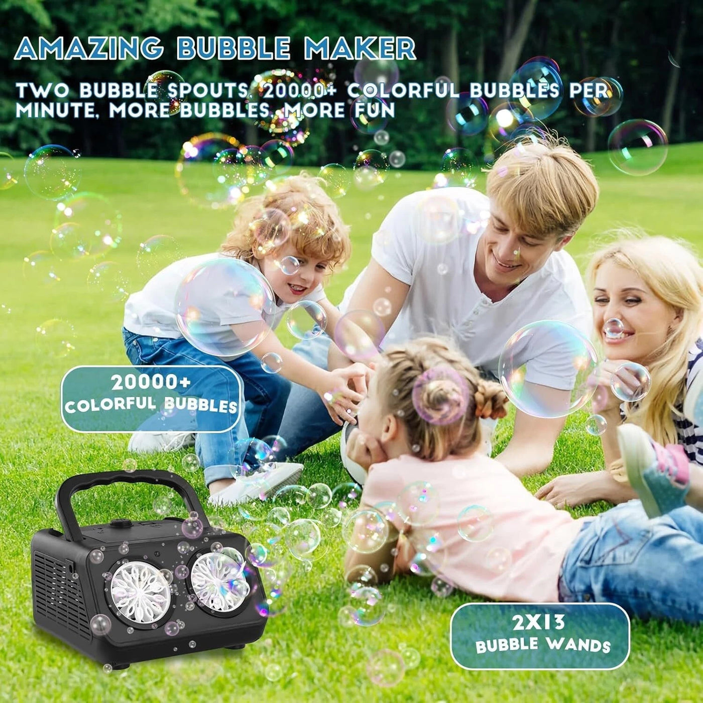 Mini Led Machine Automatic LED Bubble Machine – 20000 Bubbles Per Minute for Outdoor Fu ...