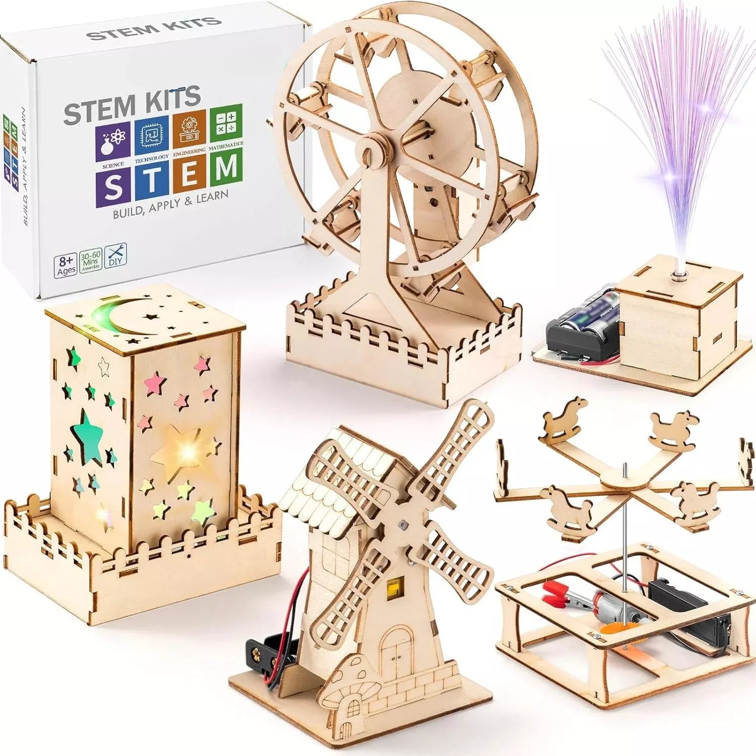Aeroflux© 5-in-1 DIY STEM Wood Craft Kit – Educational Science Projects for Kids