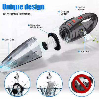 Aeroflux Cordless Handheld Vacuum Cleaner – Wet & Dry, Portable, Rechargeable (120W)