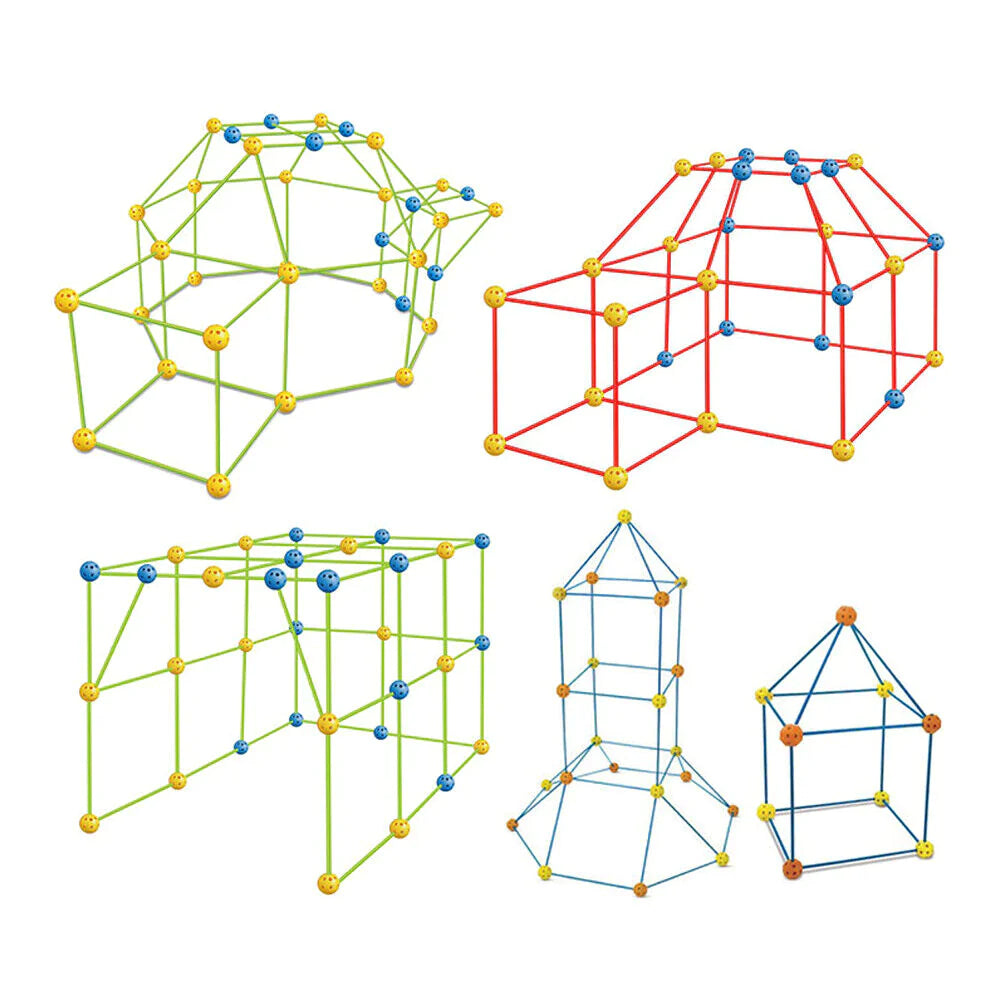 Aeroflux© Kids DIY Fort Building Kit - 72Pcs or 144Pcs DIY - Play House, Secret Base