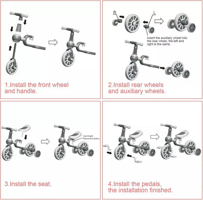 Aeroflux© 5-in-1 Balance Bike & Tricycle for Kids – Adjustable & Safe Design