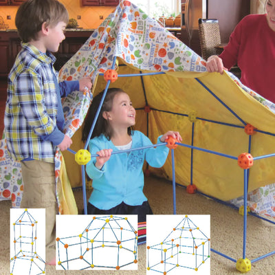 Aeroflux© Kids DIY Fort Building Kit - 72Pcs or 144Pcs DIY - Play House, Secret Base