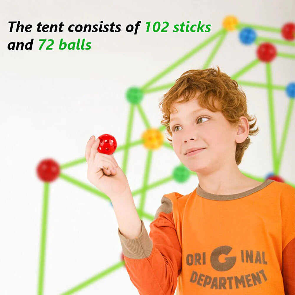 Aeroflux© Kids DIY Fort Building Kit - 72Pcs or 144Pcs DIY - Play House, Secret Base