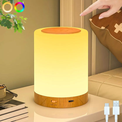 Aeroflux Touch-Control LED Night Light – Rechargeable, Multicolour, Dimmable Bedside Lamp