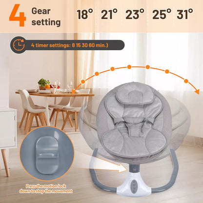 Aeroflux© Premium Bluetooth Electric Baby Swing & Bouncer