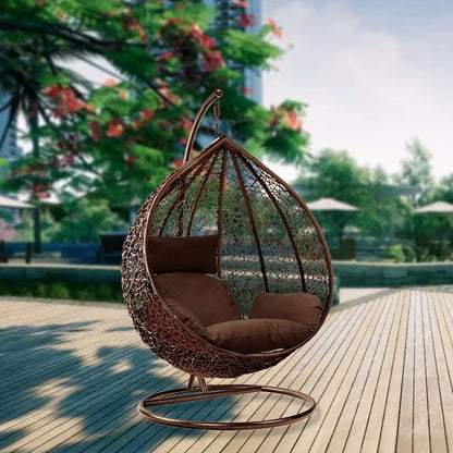Aeroflux© Luxury Rattan Swing Egg Chair with Premium Cushions DPD1