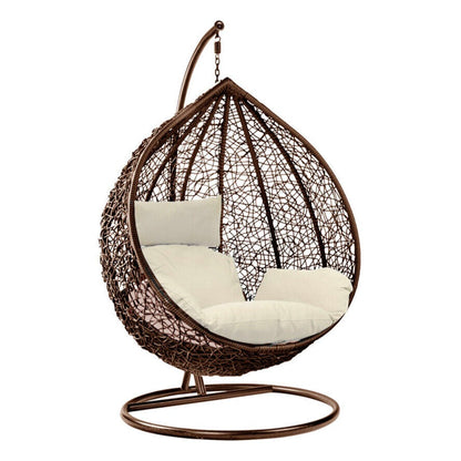 Aeroflux© Luxury Rattan Swing Egg Chair with Premium Cushions DP2