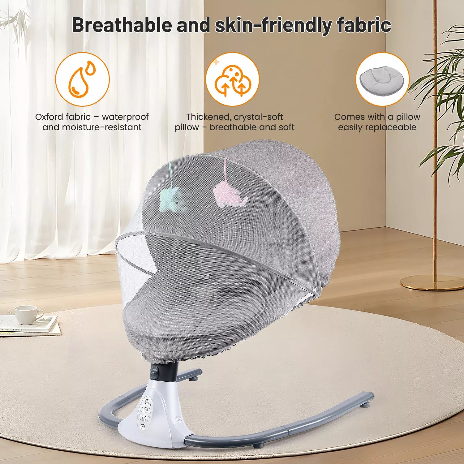 Aeroflux© Premium Bluetooth Electric Baby Swing & Bouncer