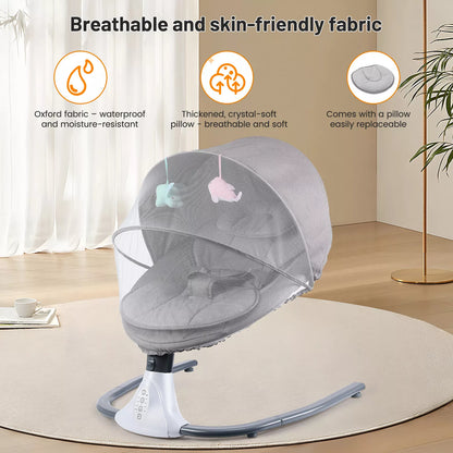 Aeroflux© Premium Bluetooth Electric Baby Swing & Bouncer