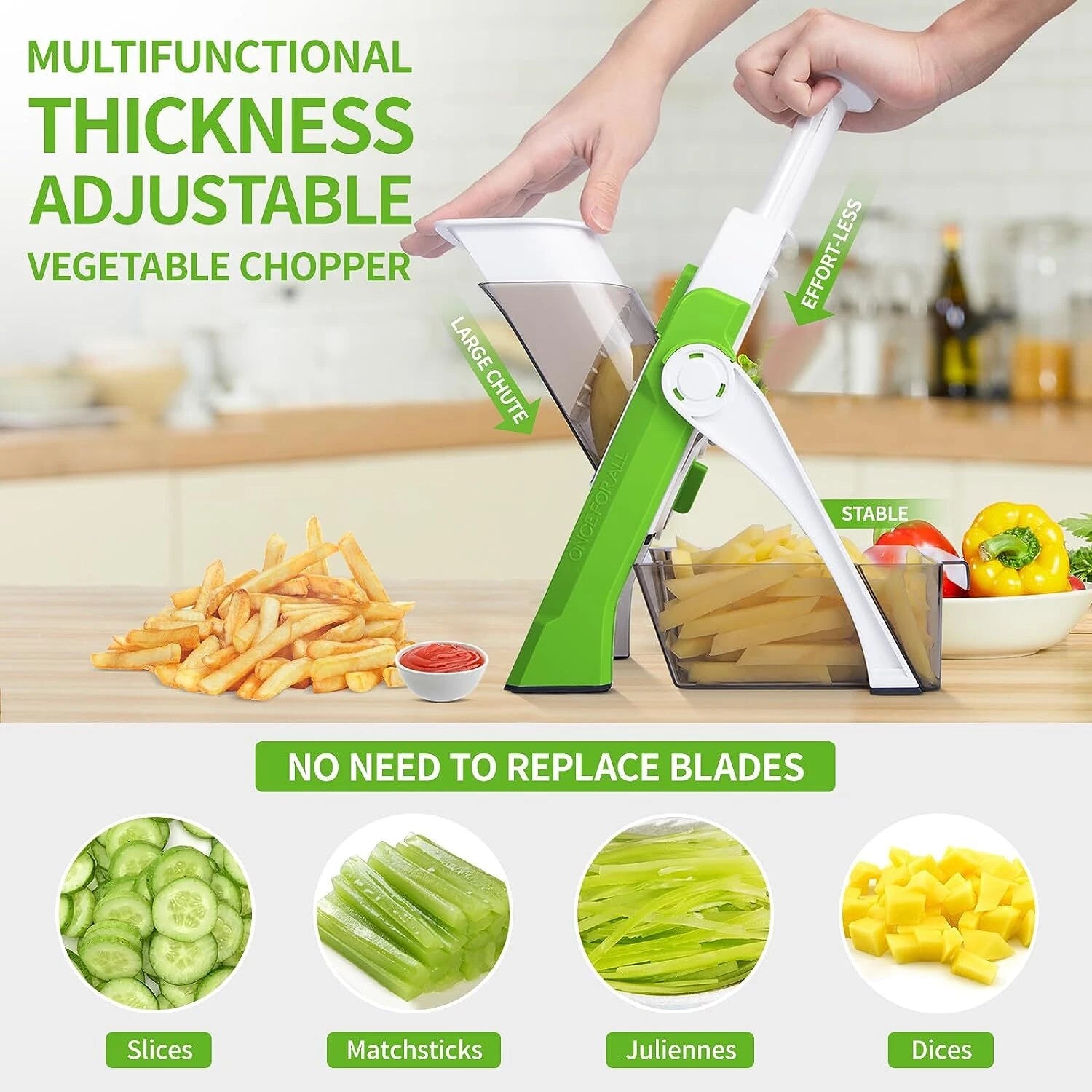 Aeroflux Multi-Purpose Safe Mandoline Vegetable Slicer – Adjustable Chopper Tool for Effortless Precision