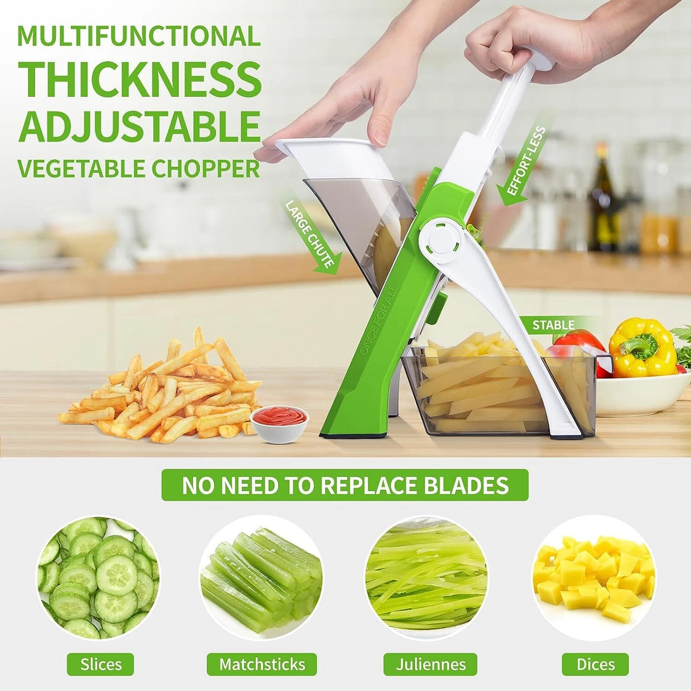 Aeroflux Multi-Purpose Safe Mandoline Vegetable Slicer – Adjustable Chopper Tool for Effortless Precision