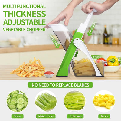 Aeroflux Multi-Purpose Safe Mandoline Vegetable Slicer – Adjustable Chopper Tool for Effortless Precision