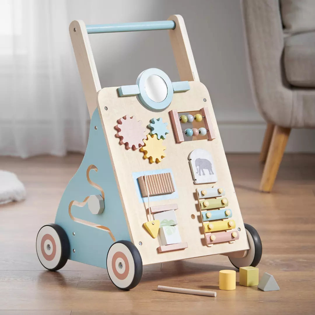 Aeroflux® Premium Wooden Baby Walker – 10-in-1 Learning Activity Center
