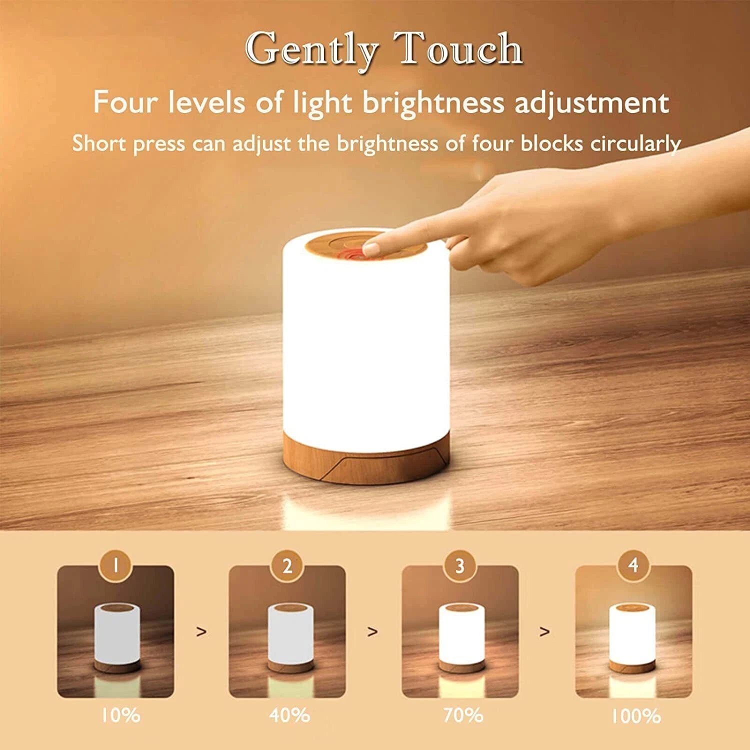 Aeroflux Touch-Control LED Night Light – Rechargeable, Multicolour, Dimmable Bedside Lamp