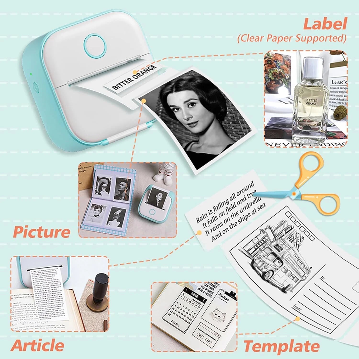 Aeroflux Mini Sticker Printer – Portable Wireless Bluetooth Label & Photo Maker