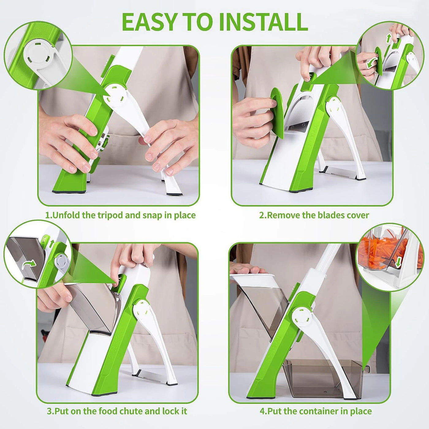 Aeroflux Multi-Purpose Safe Mandoline Vegetable Slicer – Adjustable Chopper Tool for Effortless Precision
