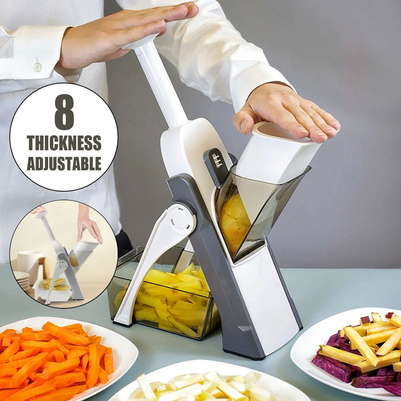Aeroflux Multi-Purpose Safe Mandoline Vegetable Slicer – Adjustable Chopper Tool for Effortless Precision