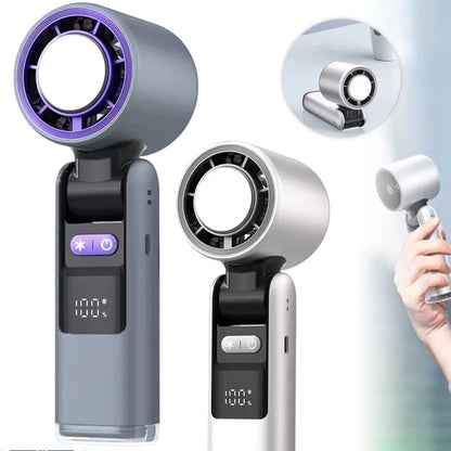 Aeroflux Portable Handheld Turbo Fan – USB Rechargeable with Ice Cooling Plate and Digital Display