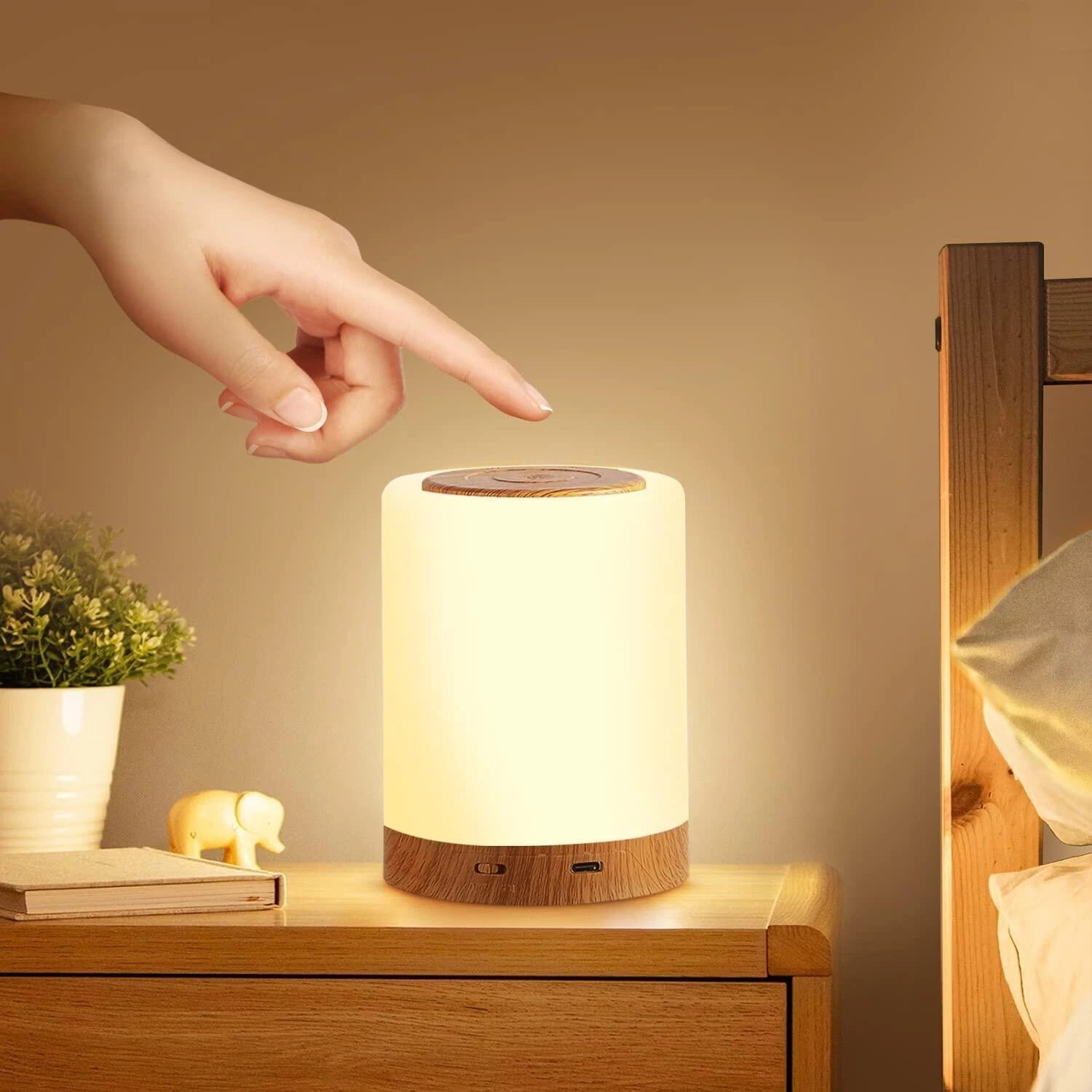 Aeroflux Touch-Control LED Night Light – Rechargeable, Multicolour, Dimmable Bedside Lamp
