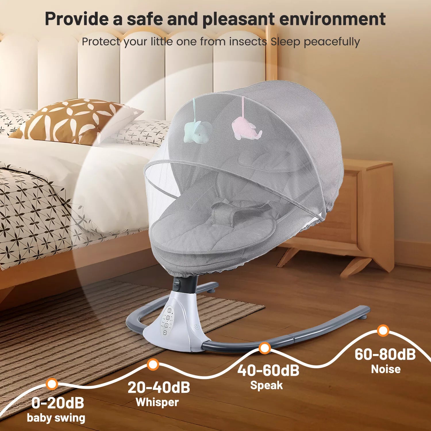 Aeroflux© Premium Bluetooth Electric Baby Swing & Bouncer