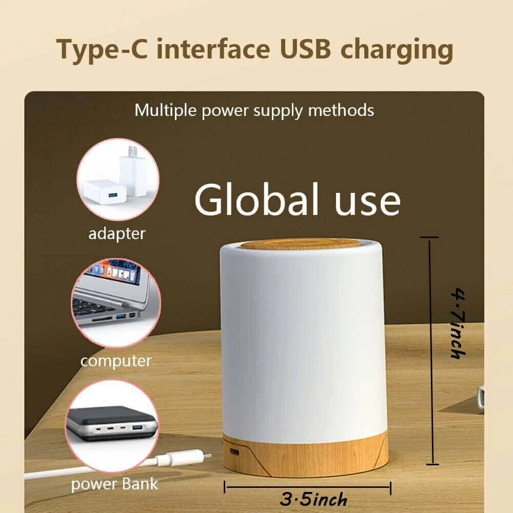 Aeroflux Touch-Control LED Night Light – Rechargeable, Multicolour, Dimmable Bedside Lamp