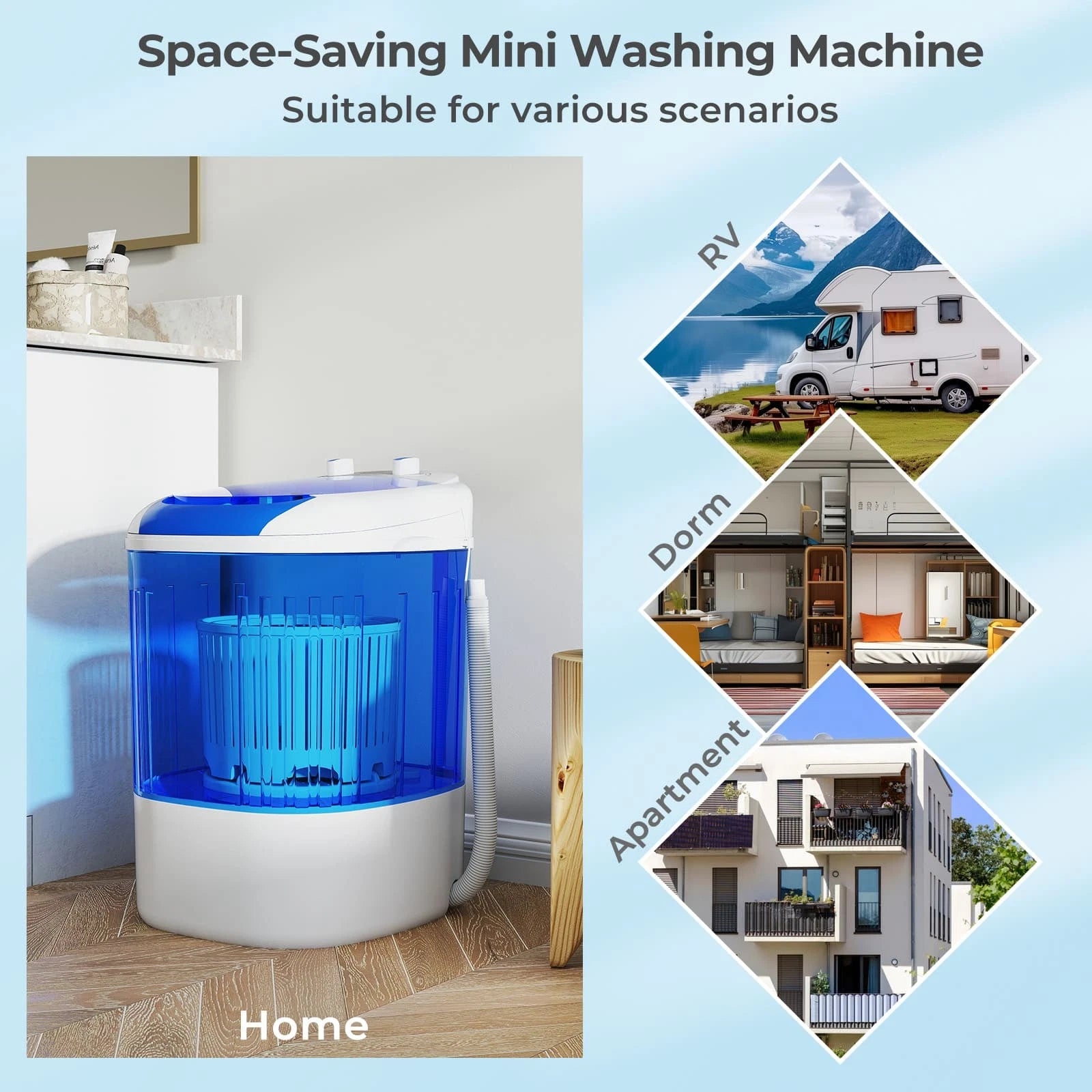 Aeroflux© Compact Portable Mini Washing Machine – Dual Wash & Spin with 2.5kg Capacity