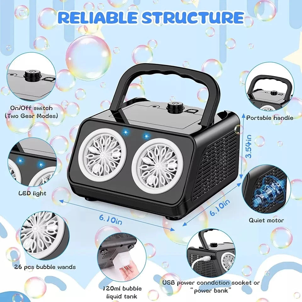 Automatic LED Bubble Machine – 20000 Bubbles Per Minute for Outdoor Fun