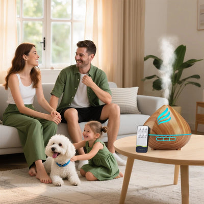 Aeroflux 500ml Aromatherapy Diffuser with 8 Essential Oils & Remote – Elegant Design, Ultra-Quiet Operation & Auto Shut-Off Safety