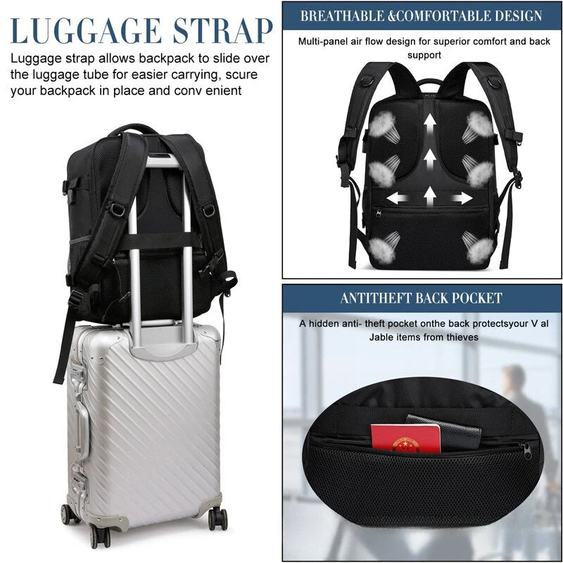 Aeroflux Cabin Backpack – Underseat Travel Bag | Carry-On Hand Luggage with USB Port & Laptop Compartment