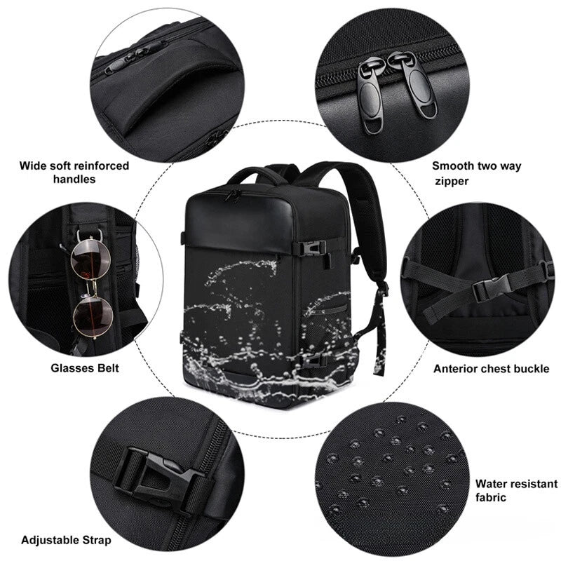 Aeroflux Cabin Backpack – Underseat Travel Bag | Carry-On Hand Luggage with USB Port & Laptop Compartment